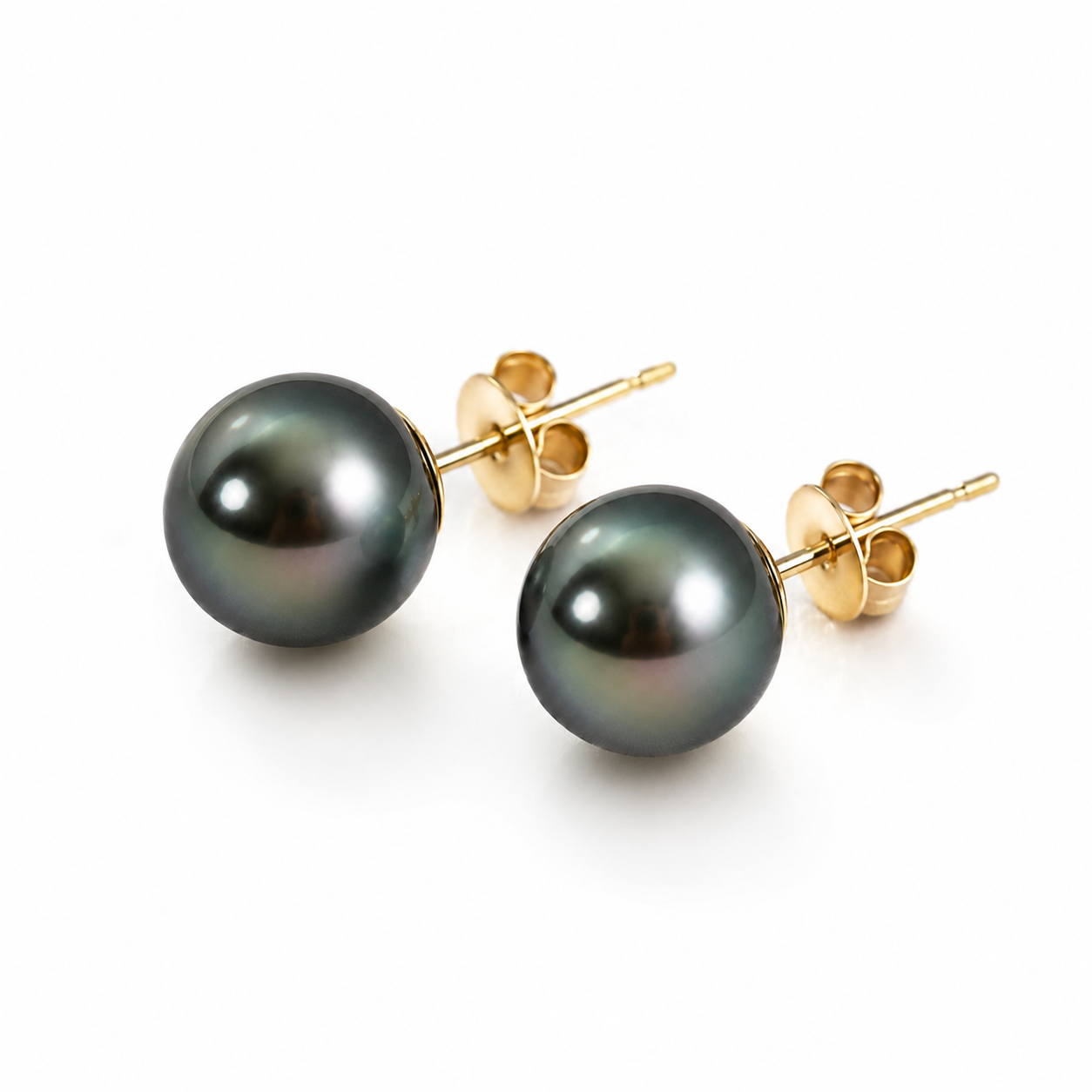 Boucles d'Oreilles Perle de Tahiti Verte 12 mm – Or 14K