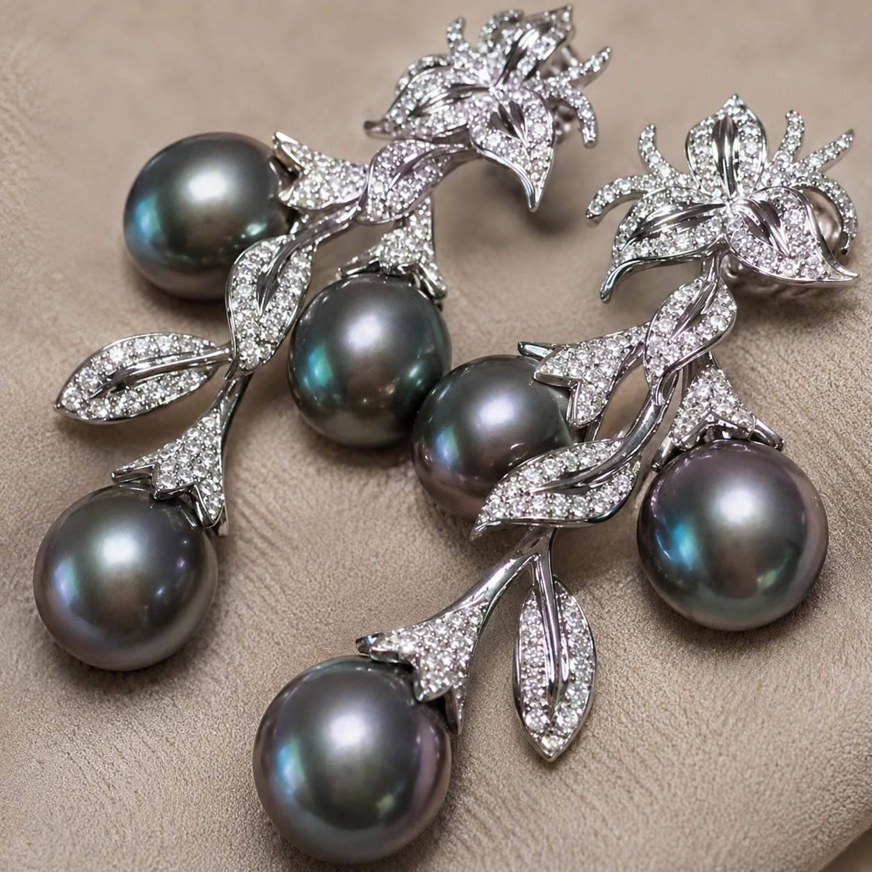 Boucles d'Oreilles Perle de Tahiti Verte 8-9 mm – Argent 925