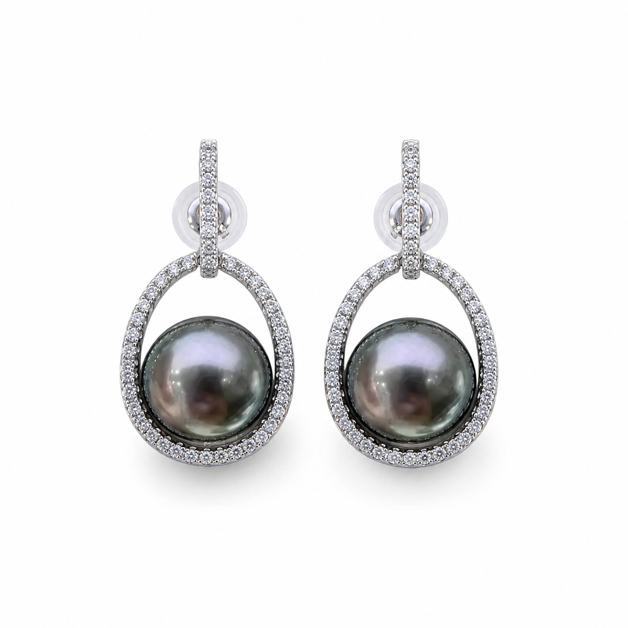 Boucles d'Oreilles Perle de Tahiti Ronde 10-11 mm – Argent 925