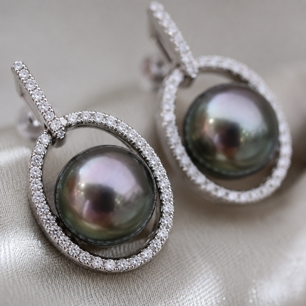 Boucles d'Oreilles Perle de Tahiti Ronde 10-11 mm – Argent 925