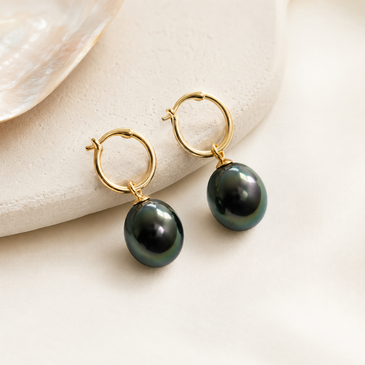 Boucles d'Oreilles Perle de Tahiti Baroque 16 mm – Or 18K