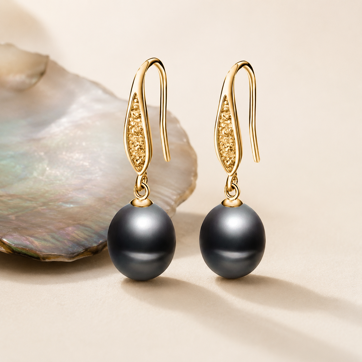 Boucles d'Oreilles Pendantes Perle de Tahiti Noire – Argent 925
