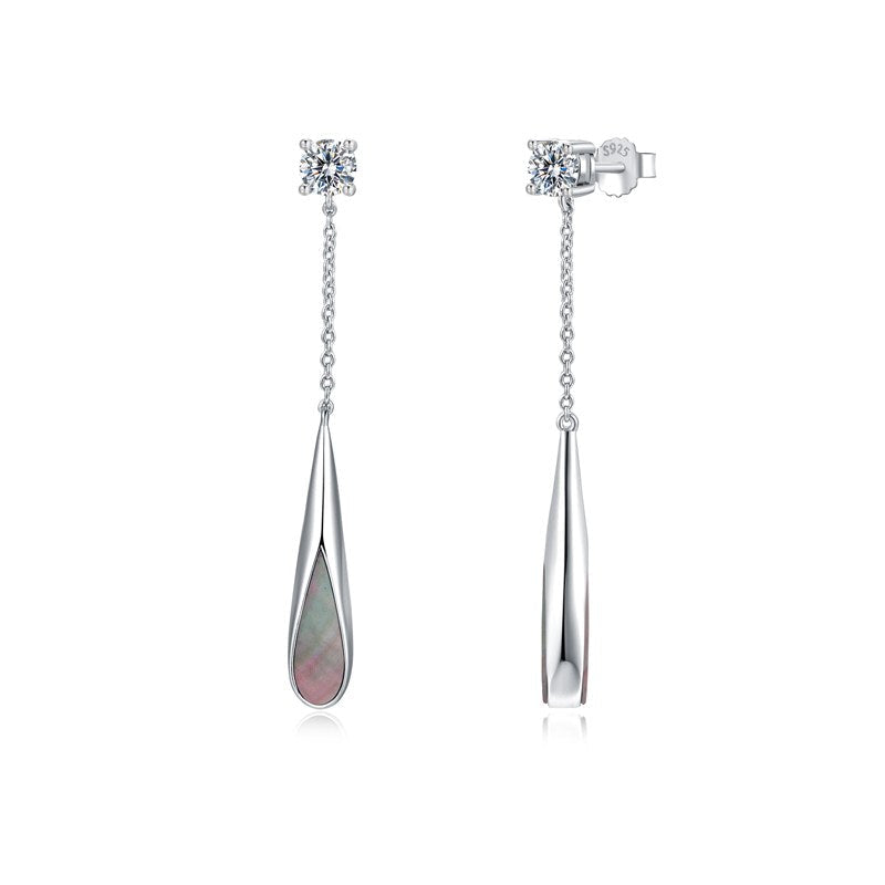 Boucles d'oreilles Perle de Tahiti – Goutte Lisse sur Chaînette – Nacréa Tahiti