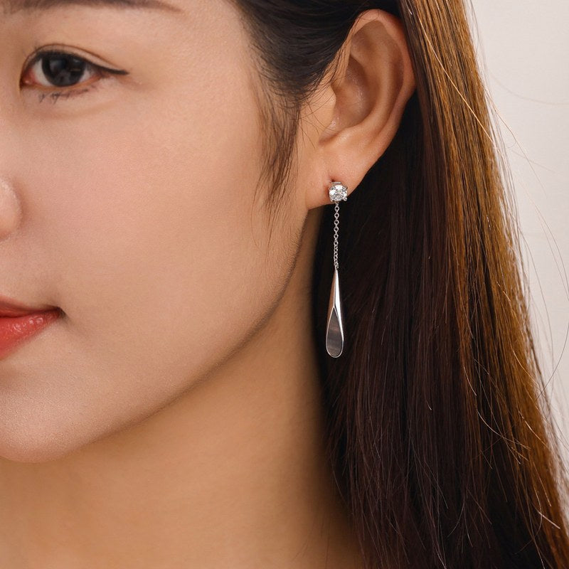 Boucles d'oreilles Perle de Tahiti – Goutte Lisse sur Chaînette – Nacréa Tahiti