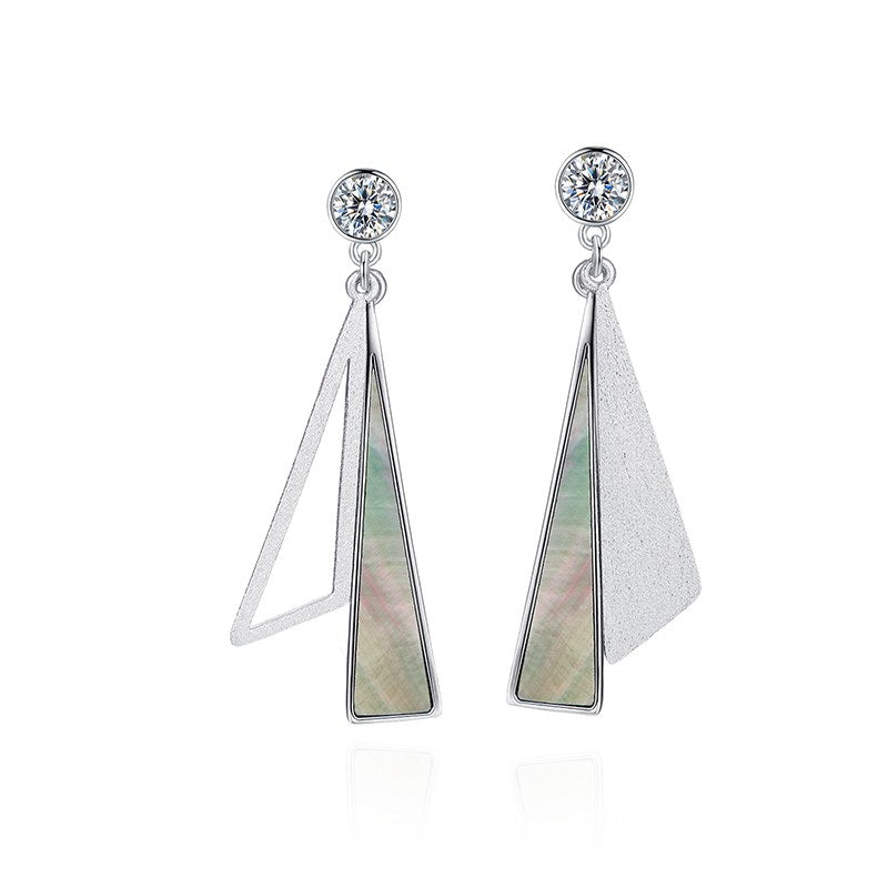 Boucles d'oreilles Perle de Nacre – Triangle Allongé Argent – Nacréa Tahiti