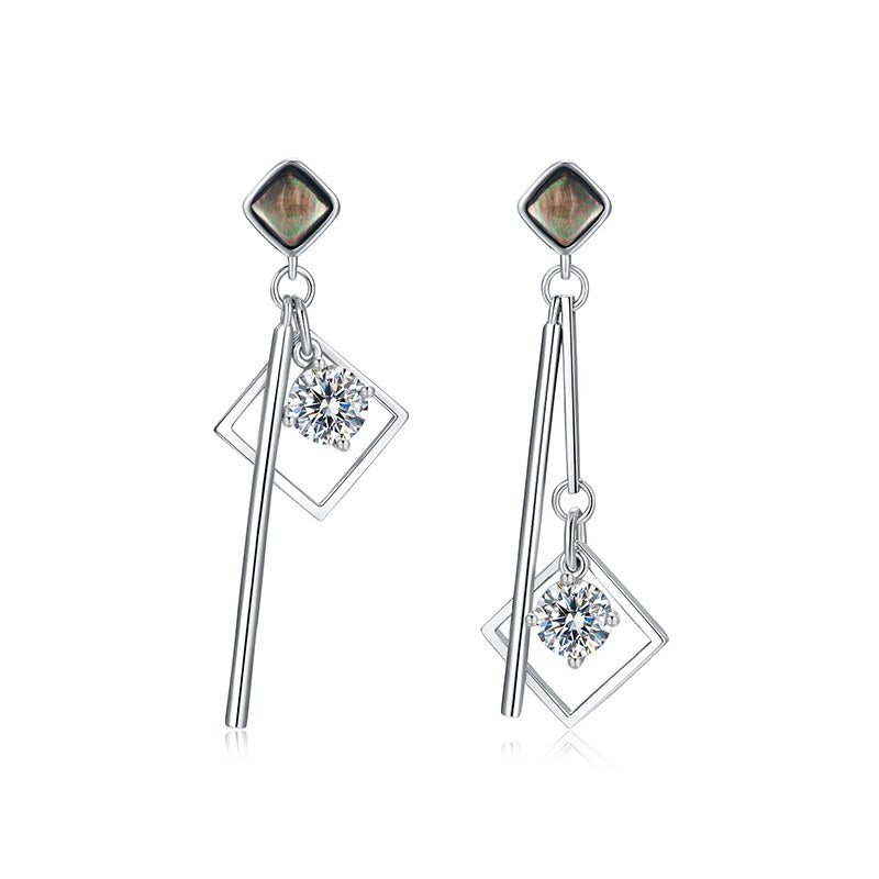 Boucles d'oreilles Perle de Tahiti – Carrés Géométriques Ajourés – Nacréa Tahiti