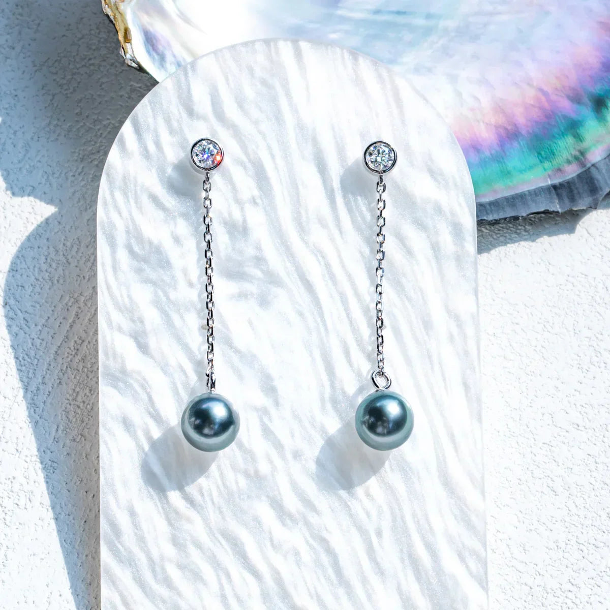 Boucles d'oreilles Perle de Tahiti – 9–10 mm Argent – Nacréa Tahiti