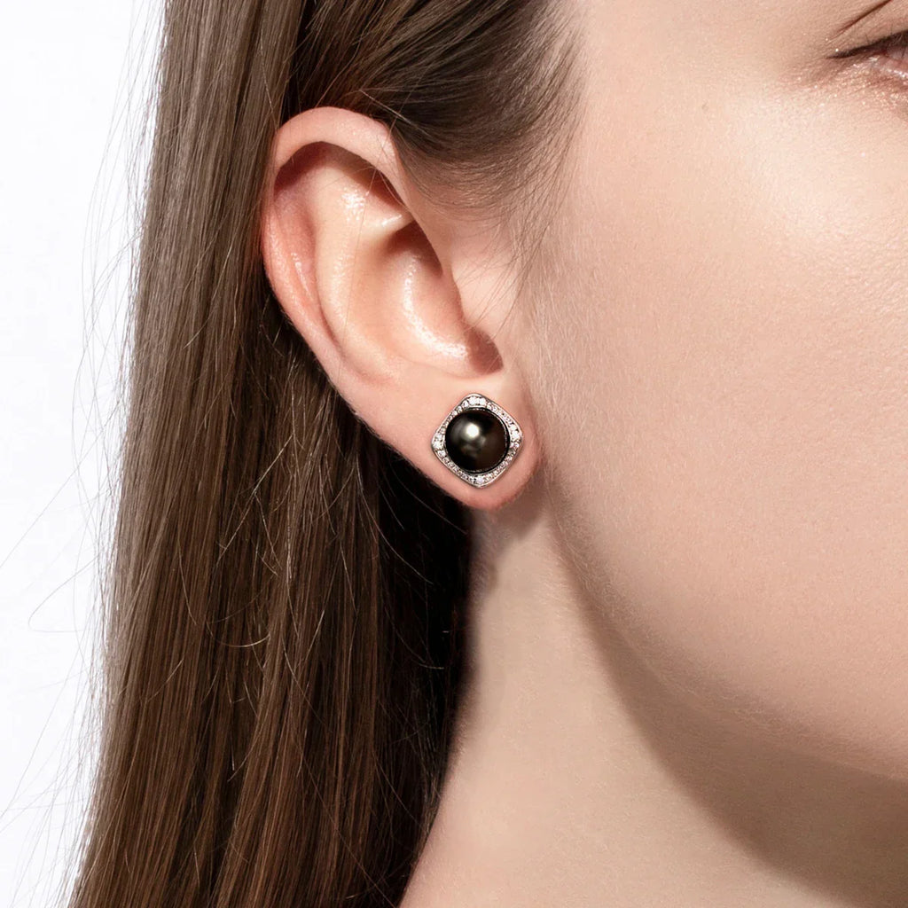 Boucles d'oreilles Perle de Tahiti – 9–10 mm Argent AAAA – Nacréa Tahiti