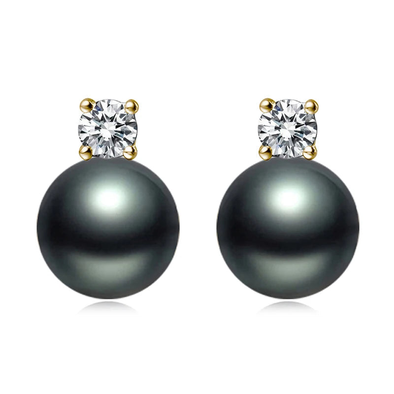 Puces d'Oreilles Perle de Tahiti Noire – Or 18K