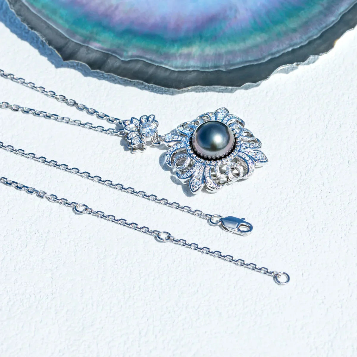 Pendentif Perle de Tahiti – Fleur D’iris 10–11 mm Argent – Nacréa Tahiti