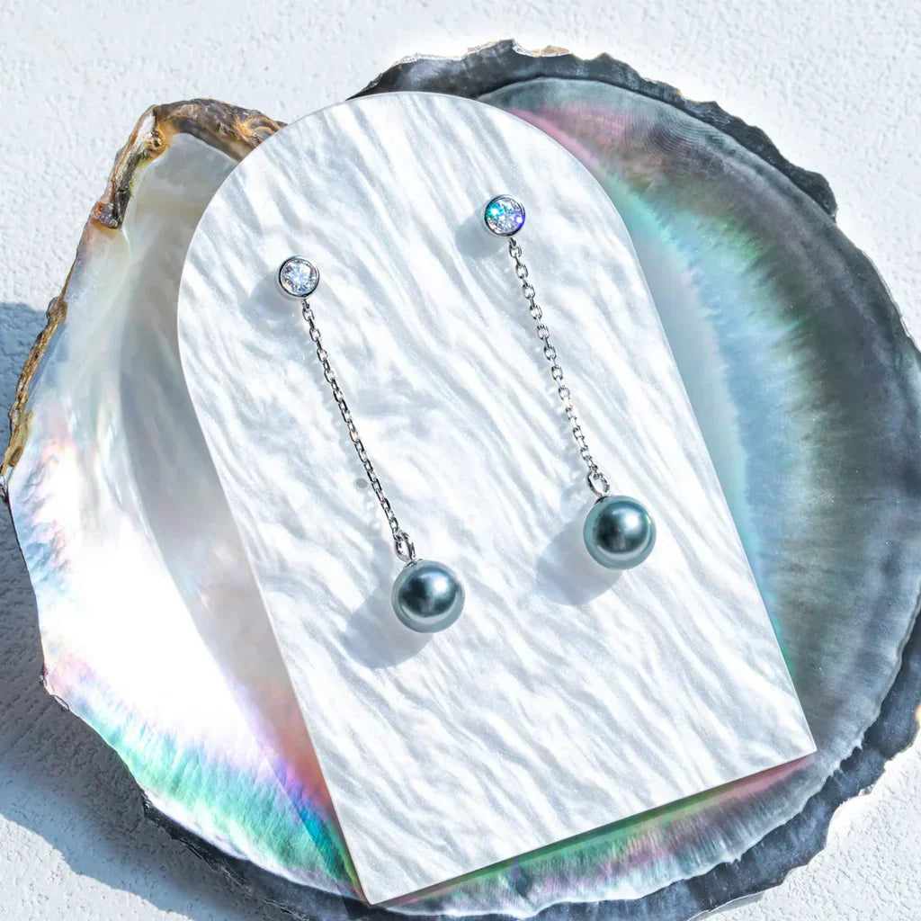 Boucles d'oreilles Perle de Tahiti – 9–10 mm Argent – Nacréa Tahiti