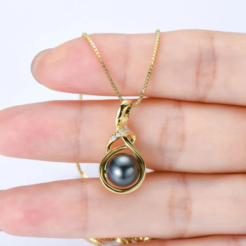 Collier Perle de Tahiti Noire Infini – Argent 925