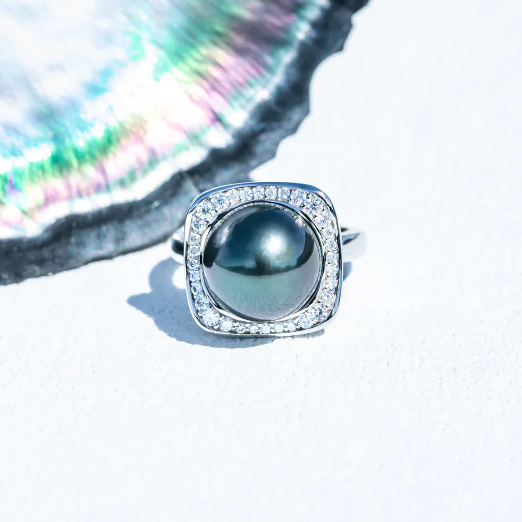 Bague avec Perle de Tahiti – 12–13 mm Argent – Nacréa Tahiti