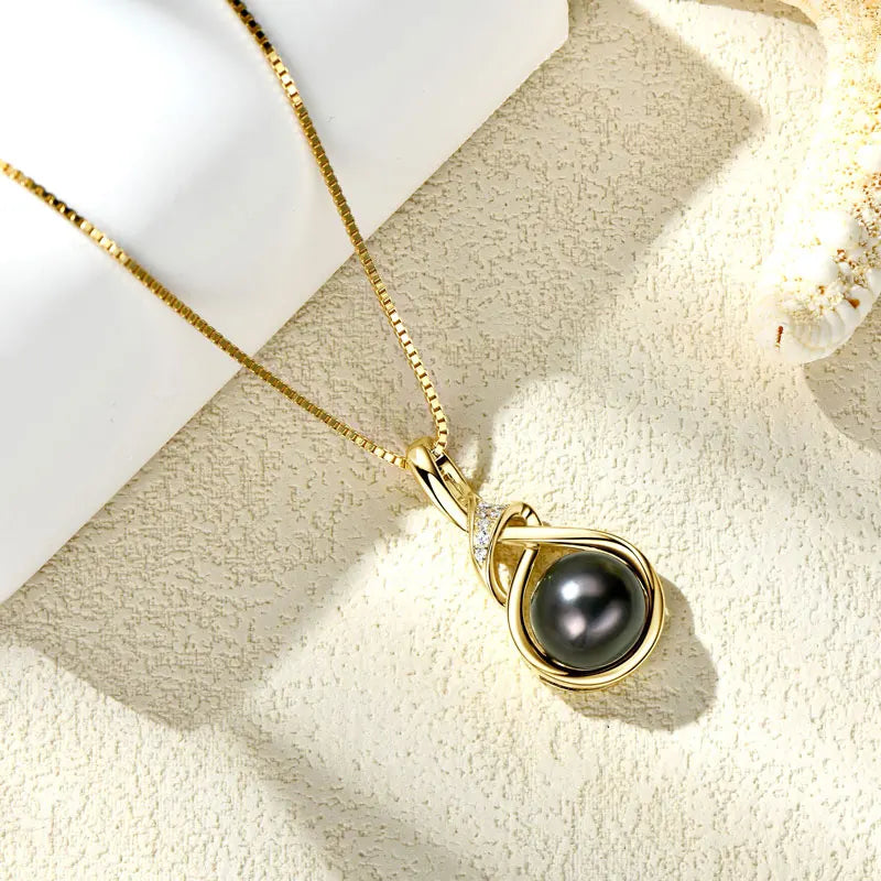Collier Perle de Tahiti Noire Infini – Argent 925