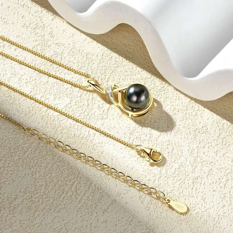 Collier Perle de Tahiti Noire Infini – Argent 925