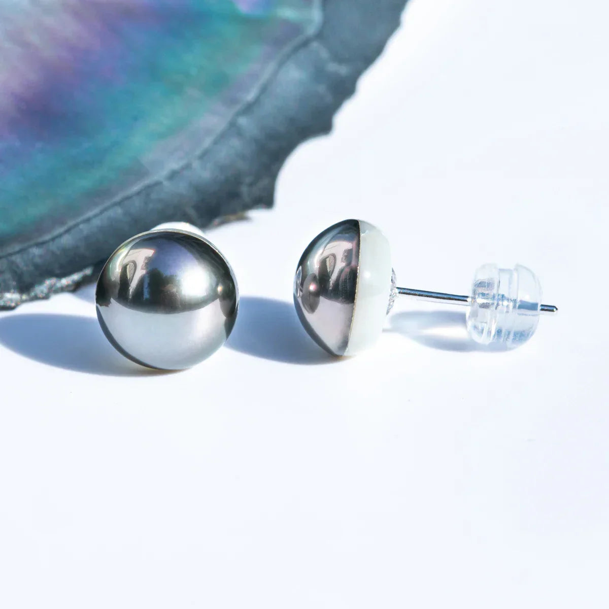 Boucles d'oreilles Perle de Tahiti – 9–10 mm Or Blanc 18K – Nacréa Tahiti