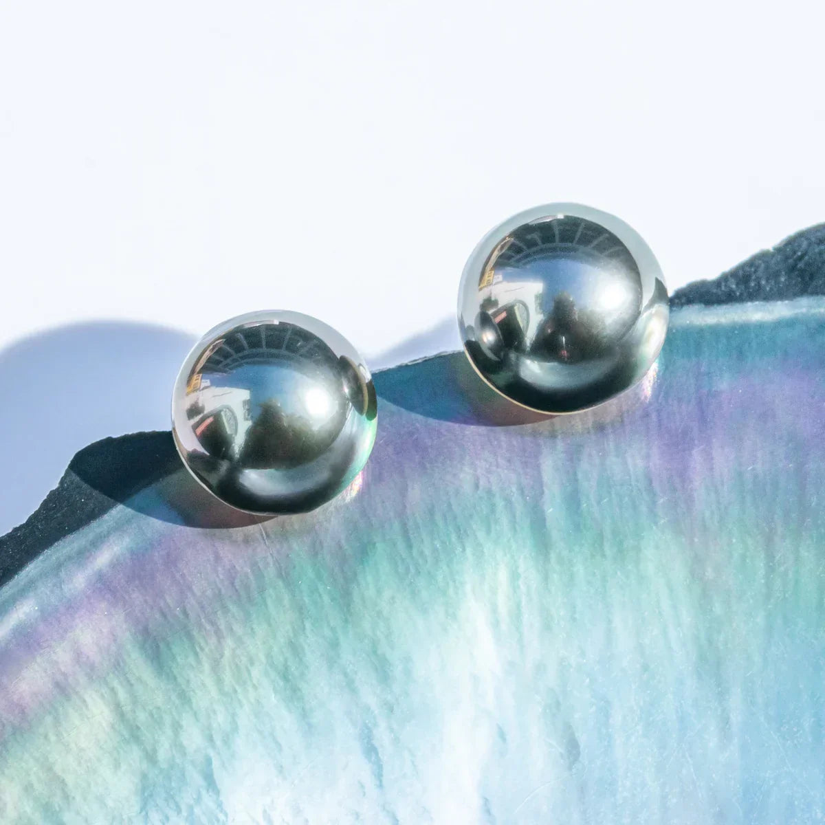 Boucles d'oreilles Perle de Tahiti – 9–10 mm Or Blanc 18K – Nacréa Tahiti