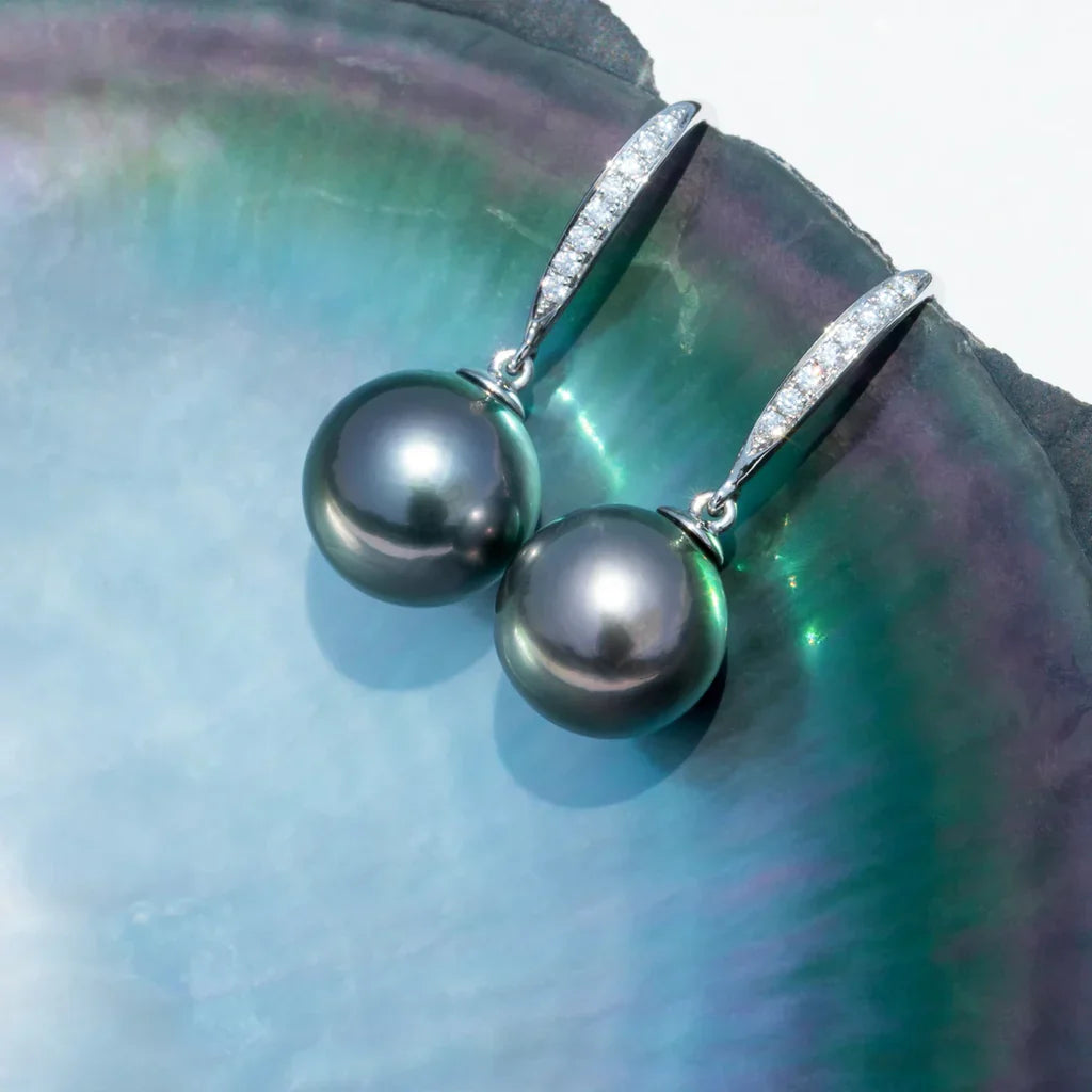 Perles de Tahiti Noires – 8–9 mm Or Blanc 10K – Nacréa Tahiti