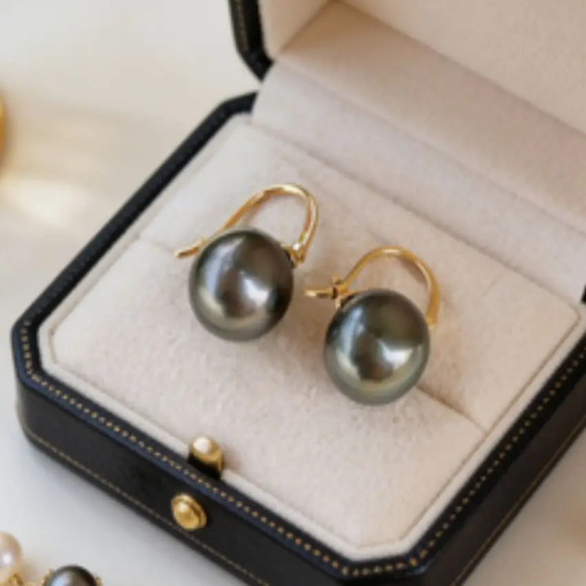 Boucles d'Oreilles Perle de Tahiti 16 mm – Or 18K