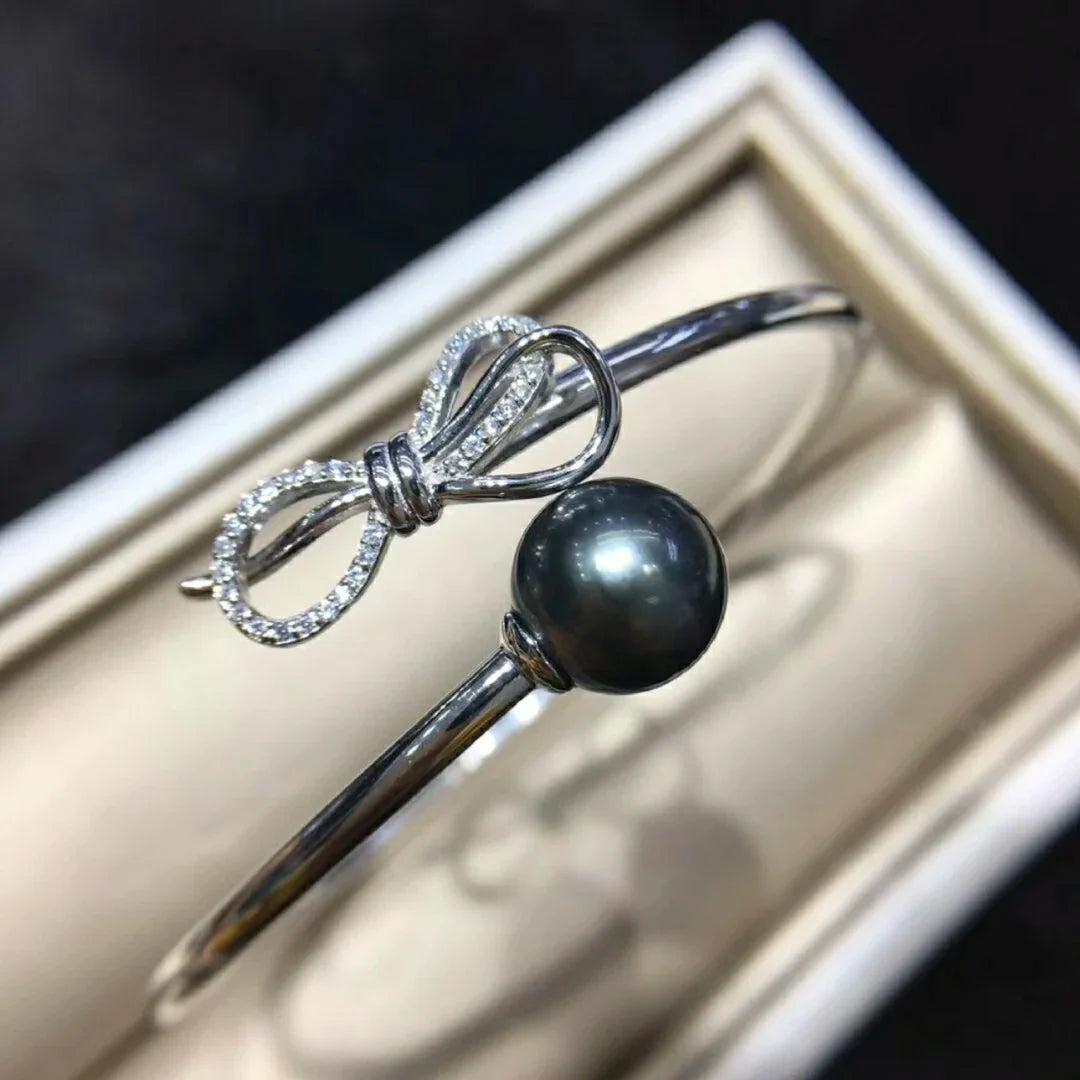 Jonc Perle de Tahiti Noire 10-11 mm – Argent 925