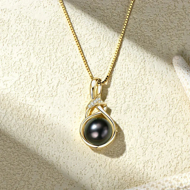 Collier Perle de Tahiti Noire Infini – Argent 925