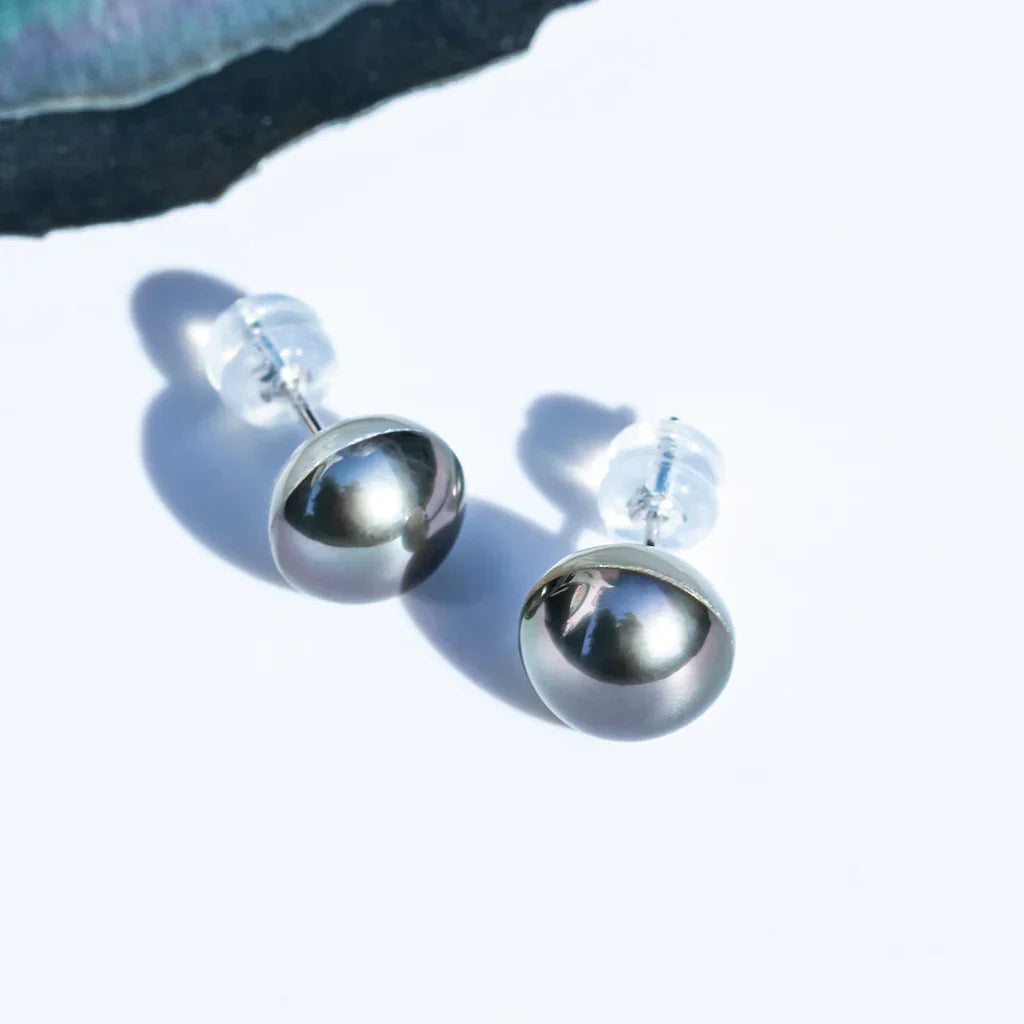 Boucles d'oreilles Perle de Tahiti – 9–10 mm Or Blanc 18K – Nacréa Tahiti