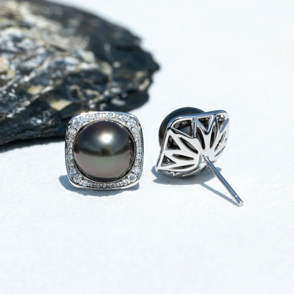 Boucles d'oreilles Perle de Tahiti – 9–10 mm Argent AAAA – Nacréa Tahiti