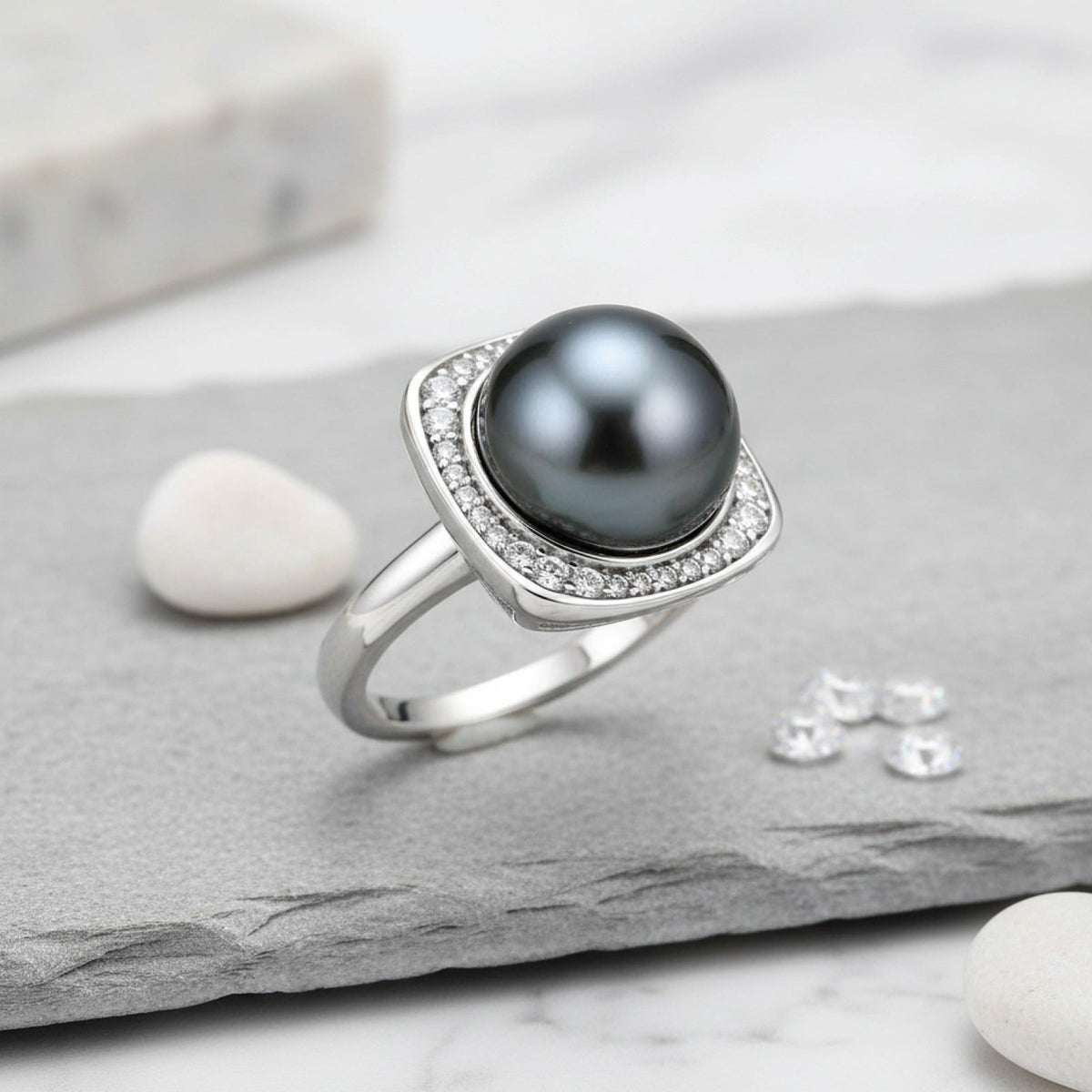 Bague avec Perle de Tahiti – 12–13 mm Argent – Nacréa Tahiti