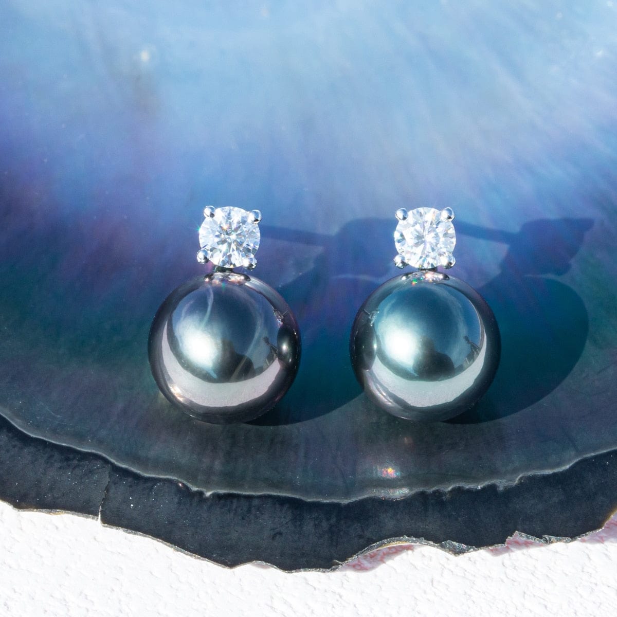 Boucles D'Oreilles Perle de Tahiti – 9–10 mm Or Blanc 10K – Nacréa Tahiti