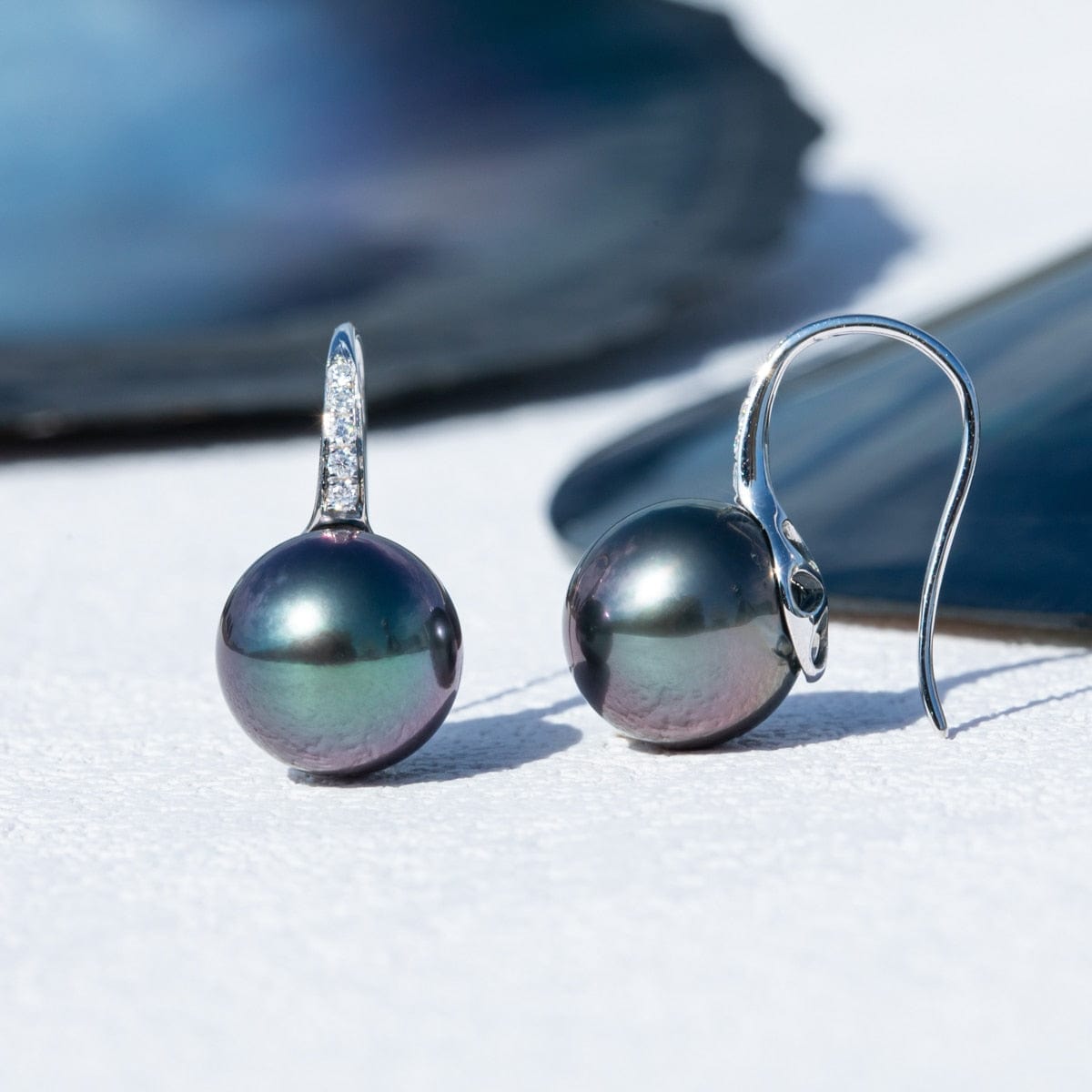 Clou D'Oreille Perle de Tahiti – 9–10 mm Or Blanc 10K – Nacréa Tahiti