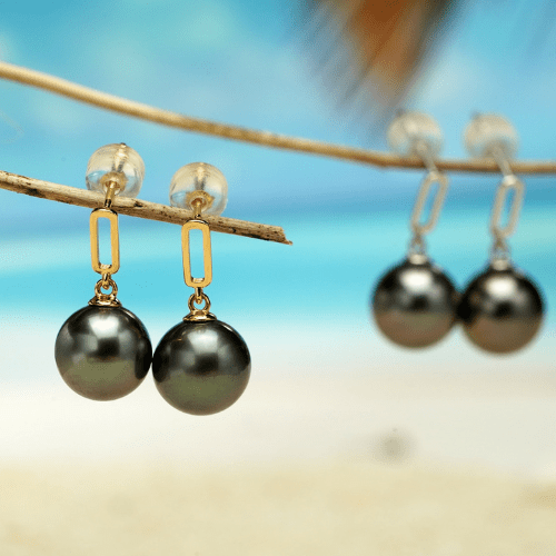 Perle de Tahiti Boucles D'Oreille – 8–9 mm Or 18K – Nacréa Tahiti