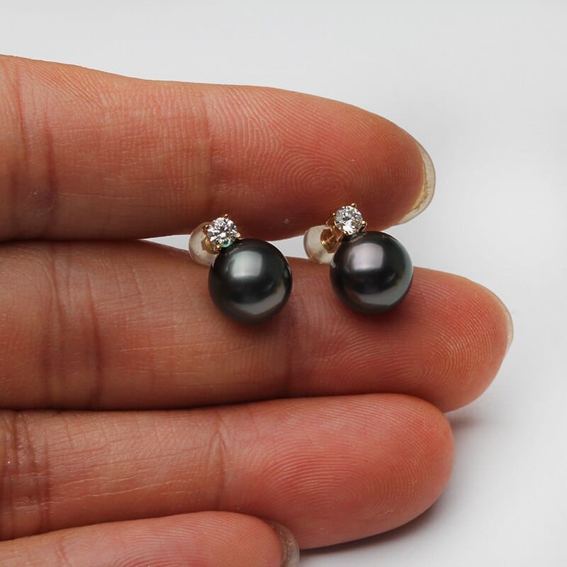 Boucles d'oreilles Perle de Tahiti – 8–9 mm Or 18K – Nacréa Tahiti