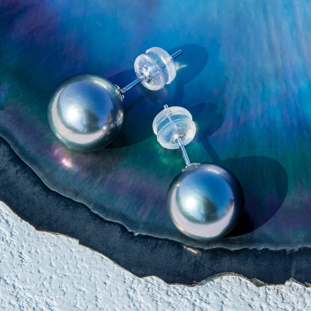 Boucles d'oreilles Perle de Tahiti – 9–10 mm Or Blanc 18K AAA – Nacréa Tahiti