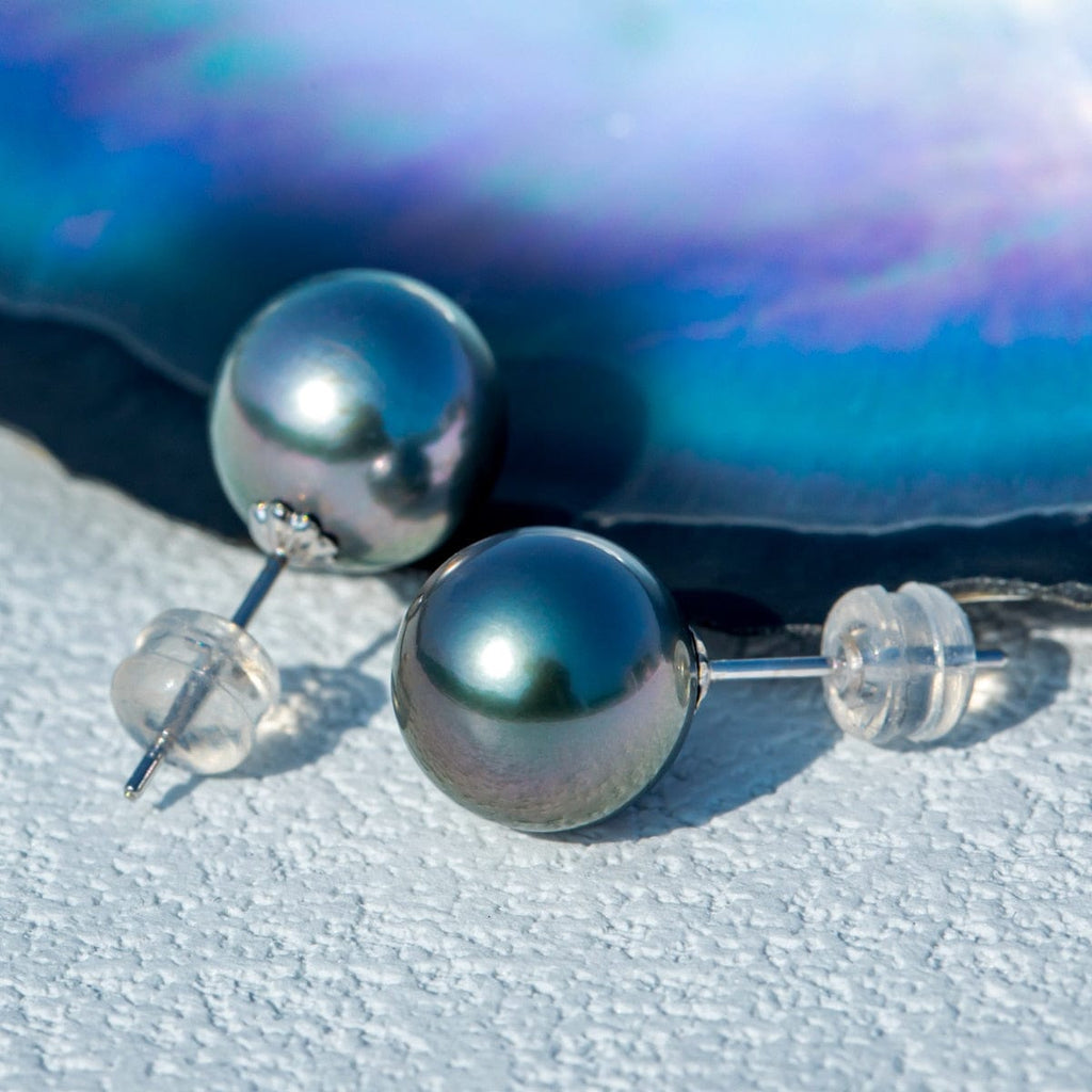 Boucles d'oreilles Perle de Tahiti – 9–10 mm Or Blanc 18K AAA – Nacréa Tahiti