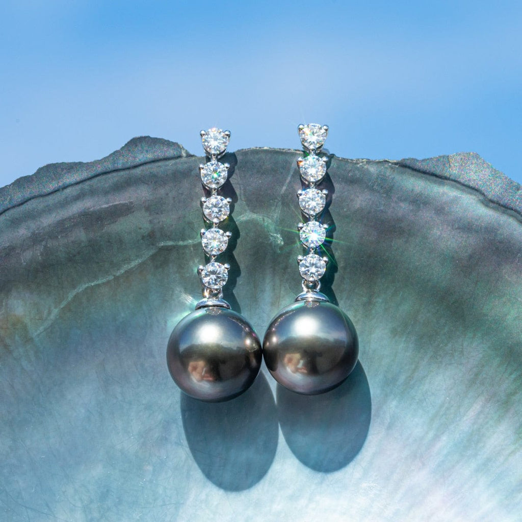 Perle de Tahiti Boucle D'Oreille – 9–10 mm Or Blanc 10K – Nacréa Tahiti