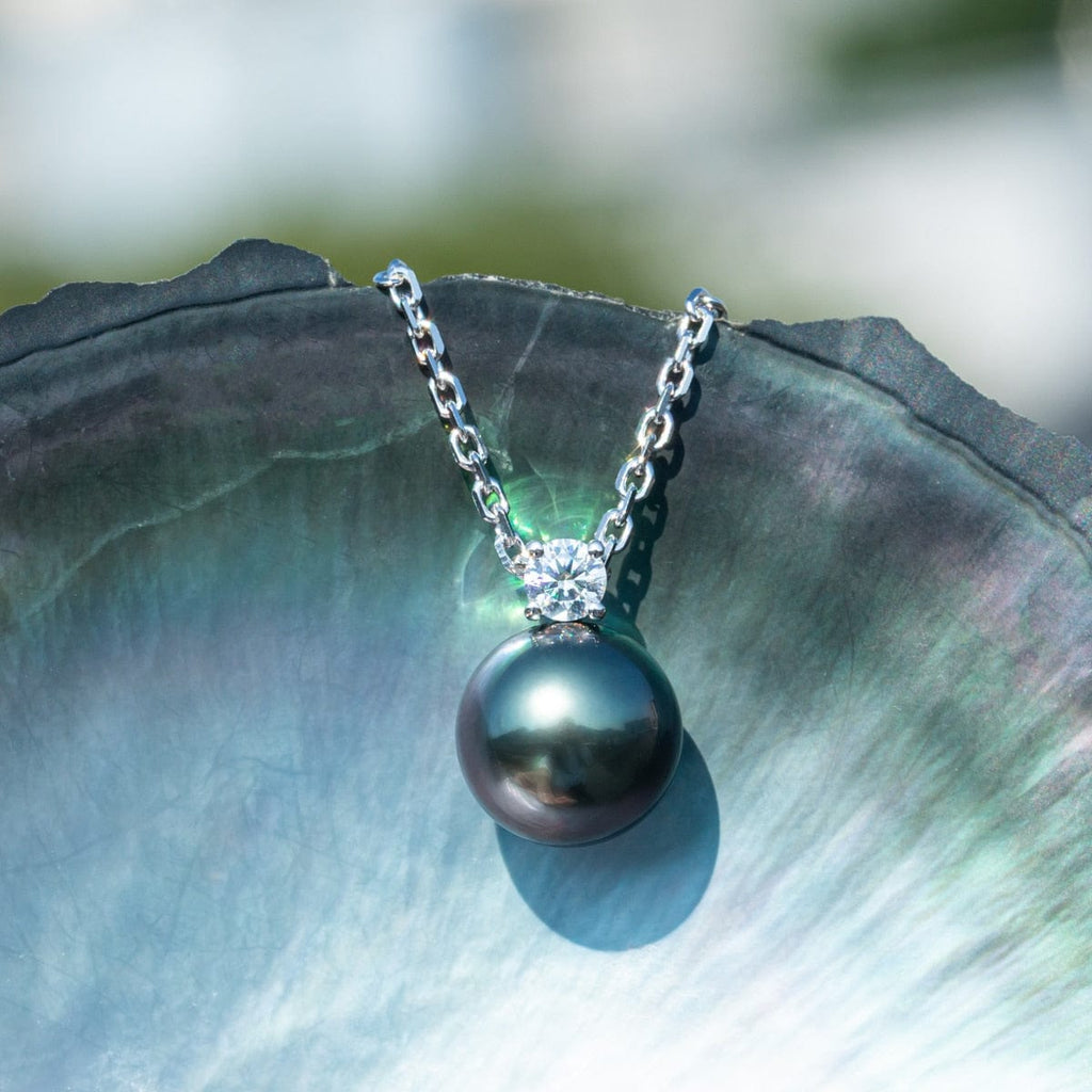 Pendentif Or Perle de Tahiti – 11–13 mm Or Blanc 10K – Nacréa Tahiti