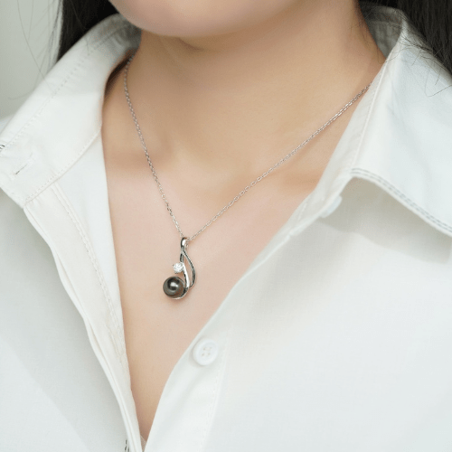 Pendentif Perle de Tahiti Or Blanc – 9–10 mm Or Blanc 18K – Nacréa Tahiti