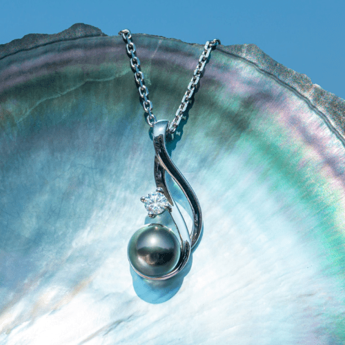 Pendentif Perle de Tahiti Or Blanc – 9–10 mm Or Blanc 18K – Nacréa Tahiti