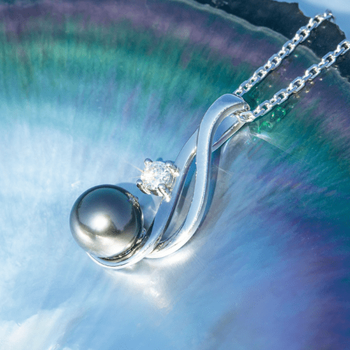 Pendentif Perle de Tahiti Or Blanc – 9–10 mm Or Blanc 18K – Nacréa Tahiti